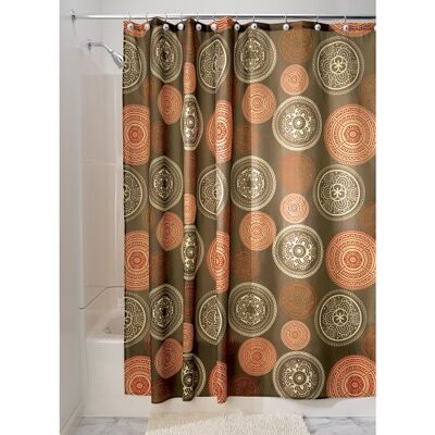 InterDesign Bazaar rideau douche, rideau baignoire de 183,0 cm x 183,0 cm en polyester, rideau salle de bain avec 12 œillets métalliques, brun InterDesign Bazaar rideau douche, rideau baignoire de 183,0 cm x 183,0 cm en polyester, rideau salle de bain avec 12 œillets métalliques, brun