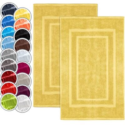 NatureMark Lot de 2 tapis de bain Qualité supérieure 100% coton 50 x 80 cm Lot de 2 tapis de douche Couleur : jaune NatureMark Lot de 2 tapis de bain Qualité supérieure 100% coton 50 x 80 cm Lot de 2 tapis de douche Couleur : jaune