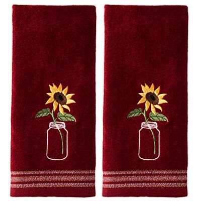 SKL Home by Saturday Knight Ltd. Sunflower In Jar Lot de 2 serviettes à main Wine 2 Count SKL Home by Saturday Knight Ltd. Sunflower In Jar Lot de 2 serviettes à main Wine 2 Count