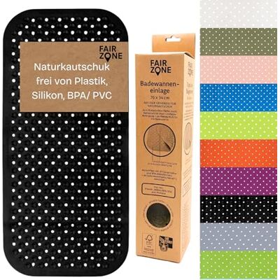 Zone Tapis de bain antidérapant 76 x 34 cm En caoutchouc naturel FSC 100 % BPA et PVC Noir Zone Tapis de bain antidérapant 76 x 34 cm En caoutchouc naturel FSC 100 % BPA et PVC Noir
