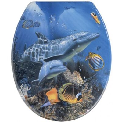 WENKO Abattant WC Sea Life antibactérien, fixation en acier inox, Duroplast, 37.5 x 45 cm, Multicolore WENKO Abattant WC Sea Life antibactérien, fixation en acier inox, Duroplast, 37.5 x 45 cm, Multicolore