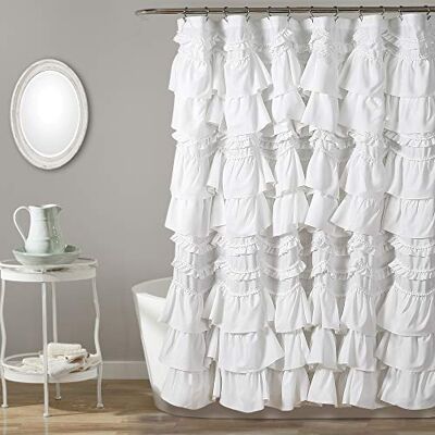 Lush Decor , Rideau de douche Kemmy blanc, 182,9 x 182,9 cm Lush Decor , Rideau de douche Kemmy blanc, 182,9 x 182,9 cm