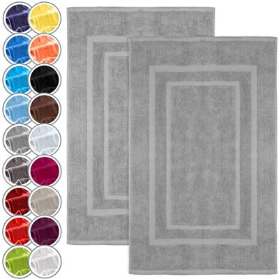 NatureMark Lot de 2 tapis de bain Qualité supérieure 100% coton 50 x 80 cm Tapis de douche Couleur : gris argenté NatureMark Lot de 2 tapis de bain Qualité supérieure 100% coton 50 x 80 cm Tapis de douche Couleur : gris argenté