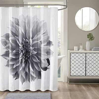 Madison Park Norah Rideau de douche surdimensionné en coton à imprimé floral réaliste, décoration moderne de salle de bain, lavable en machine, brise-vue en tissu, 183 x 183 cm, gris Madison Park Norah Rideau de douche surdimensionné en coton à imprimé floral réaliste, décoration moderne de salle de bain, lavable en machine, brise-vue en tissu, 183 x 183 cm, gris