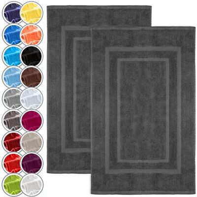 NatureMark Lot de 2 tapis de bain Qualité supérieure 100% coton 50 x 80 cm Tapis de douche Couleur : gris anthracite NatureMark Lot de 2 tapis de bain Qualité supérieure 100% coton 50 x 80 cm Tapis de douche Couleur : gris anthracite
