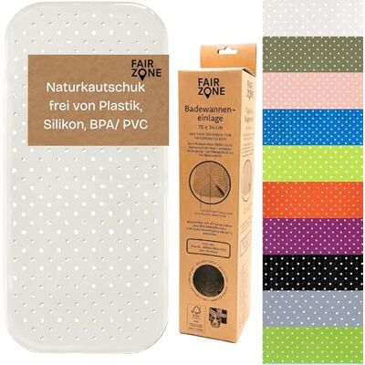 Zone Tapis de bain antidérapant 76 x 34 cm Sans plastique Caoutchouc naturel FSC 100 % sans BPA + PVC Blanc perle Zone Tapis de bain antidérapant 76 x 34 cm Sans plastique Caoutchouc naturel FSC 100 % sans BPA + PVC Blanc perle
