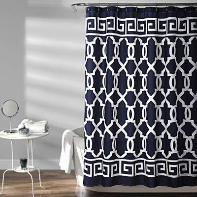 Lush Decor Rideau de douche avec bordure labyrinthe bleu marine 182,9 x 182,9 cm Lush Decor Rideau de douche avec bordure labyrinthe bleu marine 182,9 x 182,9 cm
