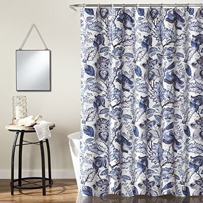 Lush Decor , Cynthia Rideau de douche en tissu imprimé floral Bleu 183 x 183 cm Lush Decor , Cynthia Rideau de douche en tissu imprimé floral Bleu 183 x 183 cm