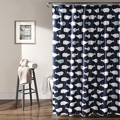 Lush Decor Rideau de Douche en Tissu imprimé Baleine Poisson océan pour Enfants, 182,9 x 182,9 cm, Bleu Marine Lush Decor Rideau de Douche en Tissu imprimé Baleine Poisson océan pour Enfants, 182,9 x 182,9 cm, Bleu Marine