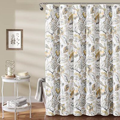 Lush Decor Cynthia Jacobean Rideau de douche Jaune et gris 183 x 183 cm Lush Decor Cynthia Jacobean Rideau de douche Jaune et gris 183 x 183 cm