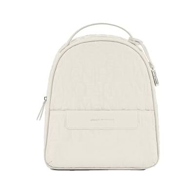 Giorgio Armani Exchange Liz pour femme, essentiel, logo embossé, sac à dos zippé argenté, blanc cassé Giorgio Armani Exchange Liz pour femme, essentiel, logo embossé, sac à dos zippé argenté, blanc cassé