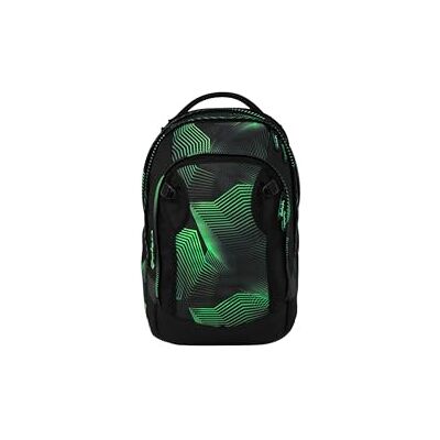 Satch Match Plus Sac à dos d'écolier, extensible jusqu'à 35 litres, ergonomique, avec poche avant, Seismic Green Noir, Einheitsgröße, Match Plus Satch Match Plus Sac à dos d'écolier, extensible jusqu'à 35 litres, ergonomique, avec poche avant, Seismic Green Noir, Einheitsgröße, Match Plus