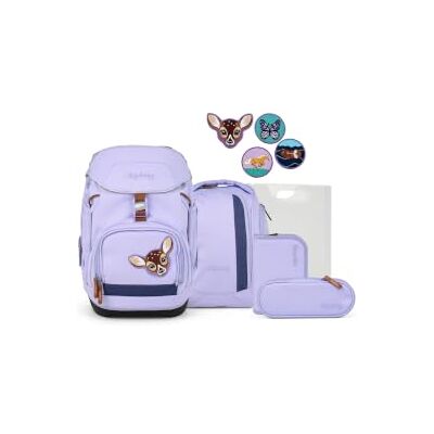 ergobag Ensemble cartable, Chercheur d'ours de la forêt Lavande Sac à dos d'école ergonomique, ensemble flexible de 6 pièces pour le 1er Pour l'école primaire, convient pour les filles et ergobag Ensemble cartable, Chercheur d'ours de la forêt Lavande Sac à dos d'école ergonomique, ensemble flexible de 6 pièces pour le 1er Pour l'école primaire, convient pour les filles et