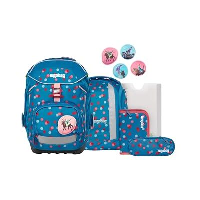 ergobag Lot de 6 sacs d'école ergonomiques flexibles pour l'école primaire pour filles et garçons, Voltibär Bleu pétrole, M, Ensemble cartable ergobag Lot de 6 sacs d'école ergonomiques flexibles pour l'école primaire pour filles et garçons, Voltibär Bleu pétrole, M, Ensemble cartable