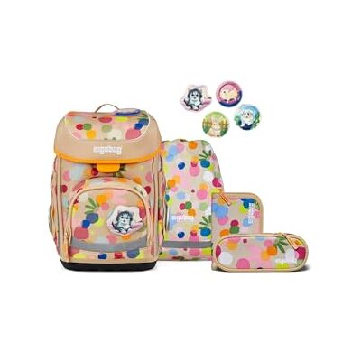 ergobag Ensemble cartable Cubo, Flower Powbär Beige, Taille unique Cartable ergonomique classique 5 pièces pour le 1er Classe d'école primaire ergobag Ensemble cartable Cubo, Flower Powbär Beige, Taille unique Cartable ergonomique classique 5 pièces pour le 1er Classe d'école primaire