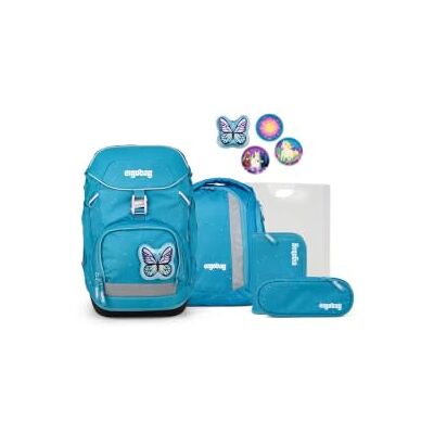 ergobag Ensemble cartable, Papillon Bleu pétrole, Taille unique Sac à dos d'école ergonomique, ensemble flexible de 6 pièces pour le 1er Classe d'école primaire, convient pour les filles et ergobag Ensemble cartable, Papillon Bleu pétrole, Taille unique Sac à dos d'école ergonomique, ensemble flexible de 6 pièces pour le 1er Classe d'école primaire, convient pour les filles et