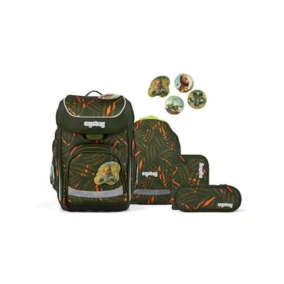 ergobag Ensemble cartable Cubo, Exbärdition Olive, Taille unique Cartable ergonomique classique 5 pièces pour le 1er Classe d'école primaire ergobag Ensemble cartable Cubo, Exbärdition Olive, Taille unique Cartable ergonomique classique 5 pièces pour le 1er Classe d'école primaire