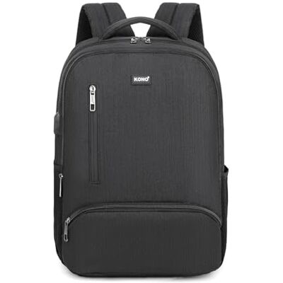 Kono Sac à dos pour ordinateur portable de 15,6 pouces, sac d'école, sac à dos de voyage pour homme, Noir, M, Décontracté Kono Sac à dos pour ordinateur portable de 15,6 pouces, sac d'école, sac à dos de voyage pour homme, Noir, M, Décontracté