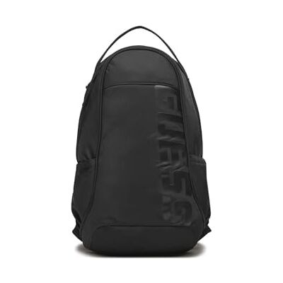 GUESS Sac à dos avec inscription sur le devant, double ouverture avant, deux poches avec élastique latéral, une poche arrière et bretelles logées., Noir , Taglia unica, Sac à GUESS Sac à dos avec inscription sur le devant, double ouverture avant, deux poches avec élastique latéral, une poche arrière et bretelles logées., Noir , Taglia unica, Sac à