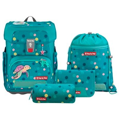 Step by Step Ensemble cartable Cloud 5 pièces, cartable ergonomique avec réflecteurs, réglable en hauteur avec ceinture abdominale, à partir de la 1ère classe, 19 l, Turtle Josie Turquoise Step by Step Ensemble cartable Cloud 5 pièces, cartable ergonomique avec réflecteurs, réglable en hauteur avec ceinture abdominale, à partir de la 1ère classe, 19 l, Turtle Josie Turquoise