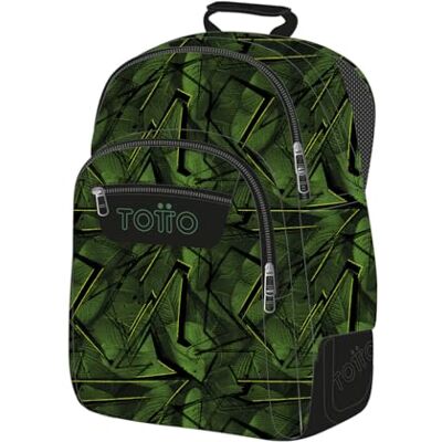 Totto Grand sac à dos scolaire modèle Rayol, capacité 19 L, 3 compartiments, 2 poches bouteille, poche pour PC 14", dos ergonomique avec flux d'air, bretelles en S, imprimé Jhony Jungle Totto Grand sac à dos scolaire modèle Rayol, capacité 19 L, 3 compartiments, 2 poches bouteille, poche pour PC 14", dos ergonomique avec flux d'air, bretelles en S, imprimé Jhony Jungle