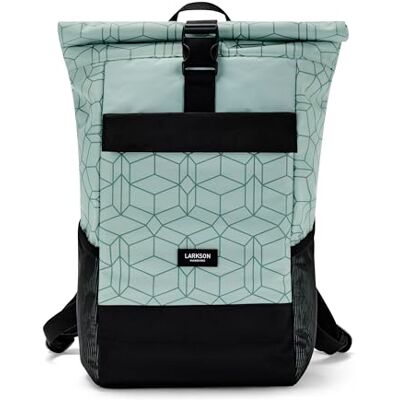 LARKSON Sac à dos Roll Top pour femmes et hommes – No 4, Motif menthe Sac à dos imperméable pour ordinateur portable 16 LARKSON Sac à dos Roll Top pour femmes et hommes – No 4, Motif menthe Sac à dos imperméable pour ordinateur portable 16