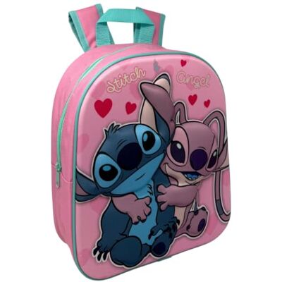 CARTOON Sac à dos de maternelle 3D 32 cm avec bretelles rembourrées, Stitch E Angel, 32 cm, Décontracté CARTOON Sac à dos de maternelle 3D 32 cm avec bretelles rembourrées, Stitch E Angel, 32 cm, Décontracté