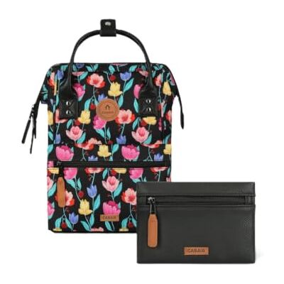 Cabaïa Sac à dos Adventurer Vegan Nubuck pour femme Taille unique, Motif floral noir, S Cabaïa Sac à dos Adventurer Vegan Nubuck pour femme Taille unique, Motif floral noir, S