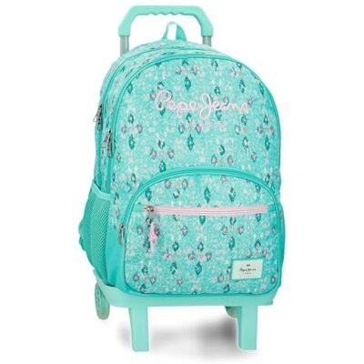 Pepe Jeans Sun Sac à Dos Scolaire Double Compartiment avec Chariot 10.5" Inches Vert Turquoise 32x44x22 cm Polyester 30.98L par Joumma Bags Pepe Jeans Sun Sac à Dos Scolaire Double Compartiment avec Chariot 10.5" Inches Vert Turquoise 32x44x22 cm Polyester 30.98L par Joumma Bags