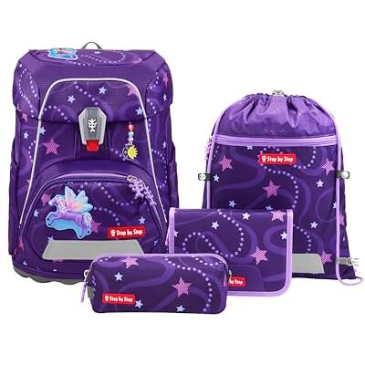 Step by Step FIT Ensemble cartable 5 pièces, sac à dos ergonomique avec réflecteurs, hauteur réglable avec ceinture ventrale pour garçons et filles dès la 1ère classe, 19L Step by Step FIT Ensemble cartable 5 pièces, sac à dos ergonomique avec réflecteurs, hauteur réglable avec ceinture ventrale pour garçons et filles dès la 1ère classe, 19L