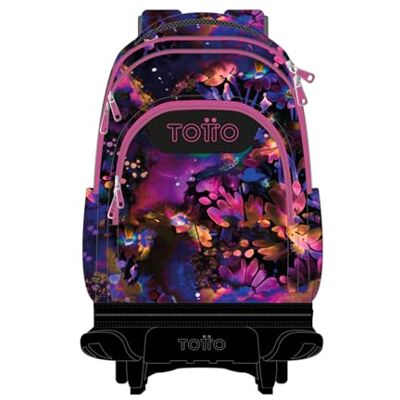 Totto Sac à dos scolaire avec roues amovibles, modèle craie, capacité 26 L, sac à dos PC 15,4", poche bouteille, poignée télescopique, dos ergonomique et bretelles en S, Fleur Galaxy, 32 x 45.5 x 18 Totto Sac à dos scolaire avec roues amovibles, modèle craie, capacité 26 L, sac à dos PC 15,4", poche bouteille, poignée télescopique, dos ergonomique et bretelles en S, Fleur Galaxy, 32 x 45.5 x 18