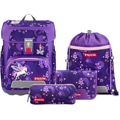 Step by Step Ensemble cartable Cloud 5 pièces, cartable ergonomique avec réflecteurs, réglable en hauteur avec ceinture abdominale, à partir de la 1ère classe, 19 l, Pegasus Liv Lilas, Einheitsgröße Step by Step Ensemble cartable Cloud 5 pièces, cartable ergonomique avec réflecteurs, réglable en hauteur avec ceinture abdominale, à partir de la 1ère classe, 19 l, Pegasus Liv Lilas, Einheitsgröße