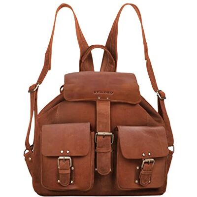 STILORD "Larissa" Vintage Sac à dos/Sac a à main pour Femmes/loisir/documents au format A4 / pour MacBooks/backpack retro vintage cuir véritable antique Couleur:kara cognac STILORD "Larissa" Vintage Sac à dos/Sac a à main pour Femmes/loisir/documents au format A4 / pour MacBooks/backpack retro vintage cuir véritable antique Couleur:kara cognac