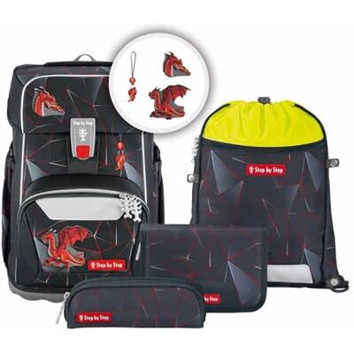 Step by Step Giant Ensemble cartable 5 pièces vert ergonomique avec réflecteurs, hauteur réglable avec sangle de hanche et de poitrine, pour enfants de première classe, 23 litres Step by Step Giant Ensemble cartable 5 pièces vert ergonomique avec réflecteurs, hauteur réglable avec sangle de hanche et de poitrine, pour enfants de première classe, 23 litres
