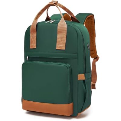 Kono Sac à Dos pour Ordinateur Portable 15,6" pour femme, Imperméable, avec port de Charge USB, Sac à Dos Antivol de Grande Capacité pour Travail, École, Voyage (Vert/Marron) Kono Sac à Dos pour Ordinateur Portable 15,6" pour femme, Imperméable, avec port de Charge USB, Sac à Dos Antivol de Grande Capacité pour Travail, École, Voyage (Vert/Marron)