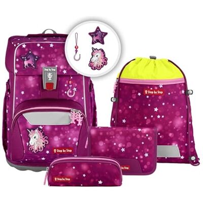 Step by Step Giant Ensemble cartable 5 pièces vert ergonomique avec réflecteurs, hauteur réglable avec sangle de hanche et de poitrine, pour enfants de première classe, 23 litres Step by Step Giant Ensemble cartable 5 pièces vert ergonomique avec réflecteurs, hauteur réglable avec sangle de hanche et de poitrine, pour enfants de première classe, 23 litres