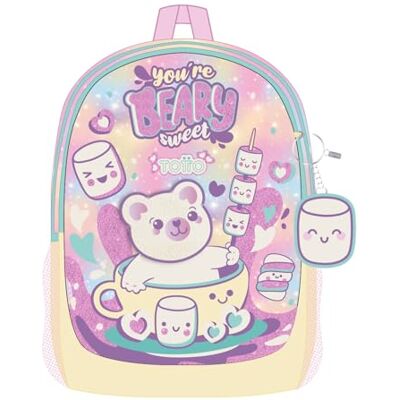 Totto Sac à dos pour enfant, modèle Mellow M, sac à dos moyen, capacité 14 L, 2 compartiments, 2 poches bouteille, organiseur interne, bretelles rembourrées, résistant et durable, couleur rose Totto Sac à dos pour enfant, modèle Mellow M, sac à dos moyen, capacité 14 L, 2 compartiments, 2 poches bouteille, organiseur interne, bretelles rembourrées, résistant et durable, couleur rose