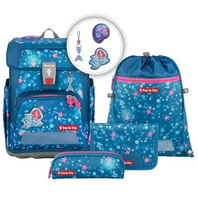 Step by Step Ensemble cartable CLOUD 5 pièces, sac à dos ergonomique avec réflecteurs, hauteur réglable avec ceinture abdominale, dès la 1ère classe, 19L, Mermaid Lola Step by Step Ensemble cartable CLOUD 5 pièces, sac à dos ergonomique avec réflecteurs, hauteur réglable avec ceinture abdominale, dès la 1ère classe, 19L, Mermaid Lola