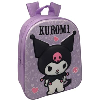 CARTOON Sac à dos de maternelle 3D 32 cm avec bretelles rembourrées, Kuromi, 32 cm, Décontracté CARTOON Sac à dos de maternelle 3D 32 cm avec bretelles rembourrées, Kuromi, 32 cm, Décontracté