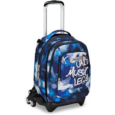Seven Trolley École Jack Detach 3 roues, bleu, Retrocolor, 3 en 1, sac à dos avec chariot détachable, poche amovible utilisation sac à dos et crossover système, sac à dos scolaire voyage, enfant Seven Trolley École Jack Detach 3 roues, bleu, Retrocolor, 3 en 1, sac à dos avec chariot détachable, poche amovible utilisation sac à dos et crossover système, sac à dos scolaire voyage, enfant