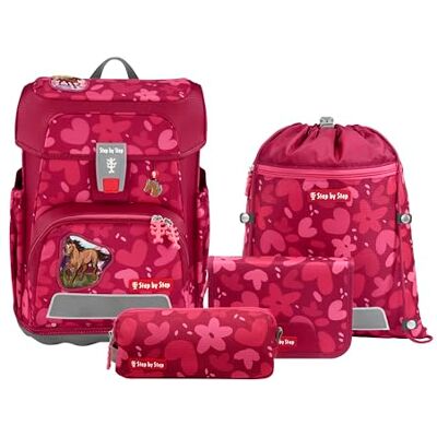 Step by Step Ensemble cartable Cloud 5 pièces, cartable ergonomique avec réflecteurs, réglable en hauteur avec ceinture abdominale, à partir de la 1ère classe, 19 l, Wild Horse Nora Rouge Step by Step Ensemble cartable Cloud 5 pièces, cartable ergonomique avec réflecteurs, réglable en hauteur avec ceinture abdominale, à partir de la 1ère classe, 19 l, Wild Horse Nora Rouge