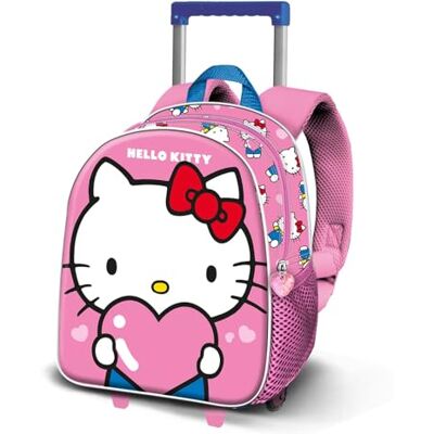 KARACTERMANIA Hello Kitty Heart Petit sac à dos avec roulettes Rose 26 x 34 cm Capacité 7 l KARACTERMANIA Hello Kitty Heart Petit sac à dos avec roulettes Rose 26 x 34 cm Capacité 7 l