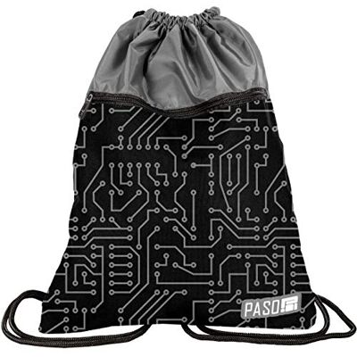 Paso Circuit Sac de Sport Gym 44 x 35 cm Sac à dos d'école pour garçon, fille, Noir Paso Circuit Sac de Sport Gym 44 x 35 cm Sac à dos d'école pour garçon, fille, Noir