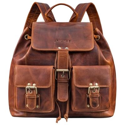 STILORD "Larissa" Vintage Sac à dos/Sac a à main pour Femmes/loisir/documents au format A4 / pour MacBooks/backpack retro vintage cuir véritable antique Couleur:kara cognac STILORD "Larissa" Vintage Sac à dos/Sac a à main pour Femmes/loisir/documents au format A4 / pour MacBooks/backpack retro vintage cuir véritable antique Couleur:kara cognac