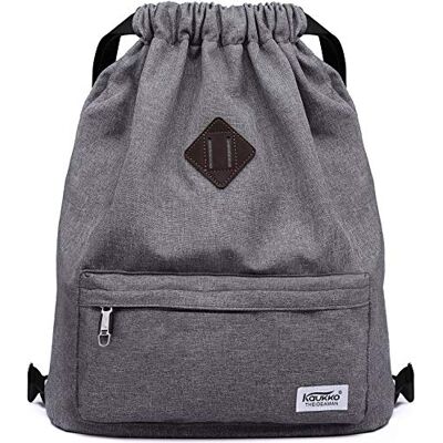 KAUKKO Nouveau sac de gym avec cordon de serrage en toile avec poche intérieure sac d'école sac à dos de sport, gris foncé, 19 Liter, Sacs à dos de voyage KAUKKO Nouveau sac de gym avec cordon de serrage en toile avec poche intérieure sac d'école sac à dos de sport, gris foncé, 19 Liter, Sacs à dos de voyage