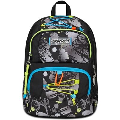 Seven Sac à dos d'école Adavanced Pockets, noir gris, Feeling Me, sac à dos double compartiment multi-poches, avec poche pour PC, poche porte-bouteille et organisateur, sac à dos moyen et supérieur, Seven Sac à dos d'école Adavanced Pockets, noir gris, Feeling Me, sac à dos double compartiment multi-poches, avec poche pour PC, poche porte-bouteille et organisateur, sac à dos moyen et supérieur,