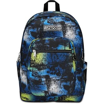 Seven Sac à dos d'école Freethink, bleu jaune, garçon, sac à dos double compartiment avec support USB, poche pour ordinateur ou tablette et poche porte-bouteille, sac à dos moyen et supérieur, enfant Seven Sac à dos d'école Freethink, bleu jaune, garçon, sac à dos double compartiment avec support USB, poche pour ordinateur ou tablette et poche porte-bouteille, sac à dos moyen et supérieur, enfant