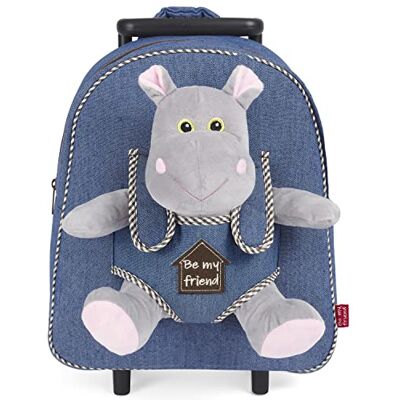 PERLETTI Sac à Roulette Scolaire Maternelle et Peluche Hippopotame Doux pour Enfant 3 4 5 Ans Sac à Dos Animal Amovibles pour Fils et Fillette Sacoche Garderie Petit Enfant 29x32x11 cm (Hippo) PERLETTI Sac à Roulette Scolaire Maternelle et Peluche Hippopotame Doux pour Enfant 3 4 5 Ans Sac à Dos Animal Amovibles pour Fils et Fillette Sacoche Garderie Petit Enfant 29x32x11 cm (Hippo)