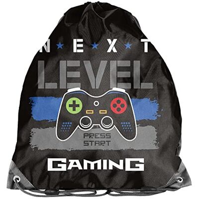 PASO Sac de gym pour enfant 36 x 32 cm Gaming Noir, Noir , M PASO Sac de gym pour enfant 36 x 32 cm Gaming Noir, Noir , M