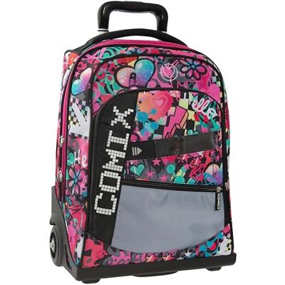 COMIX BRIGHT Sac à dos scolaire Trolley pour enfants et adolescents, poignée réglable, bretelles rembourrées et réglables, roues Ø 90 mm remplaçables, fond préformé imperméable, 36 x 47 x 23 cm, rose, COMIX BRIGHT Sac à dos scolaire Trolley pour enfants et adolescents, poignée réglable, bretelles rembourrées et réglables, roues Ø 90 mm remplaçables, fond préformé imperméable, 36 x 47 x 23 cm, rose,